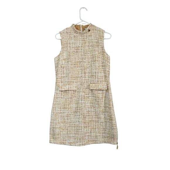 AKA Ivy Storehouse Tweed Sleeveless Shift Dress Pockets Sparkly High Neck Small - Picture 9 of 9